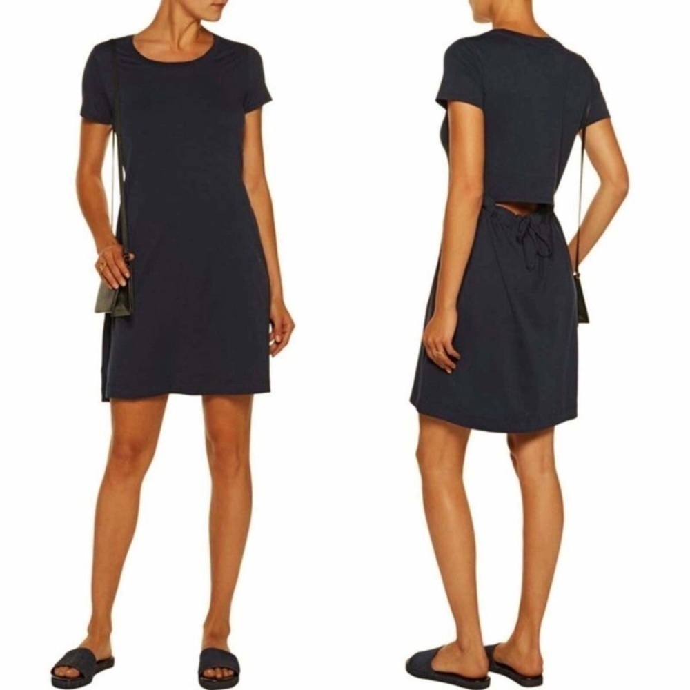NEW THEORY Liliana Classic Cutout Back Tee Dress in Black